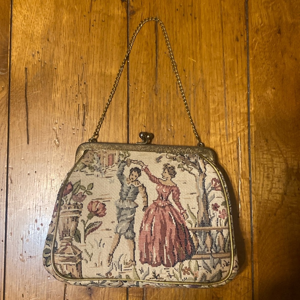 Vintage1950’s JR Miami Victorian clutch purse with gold chain
